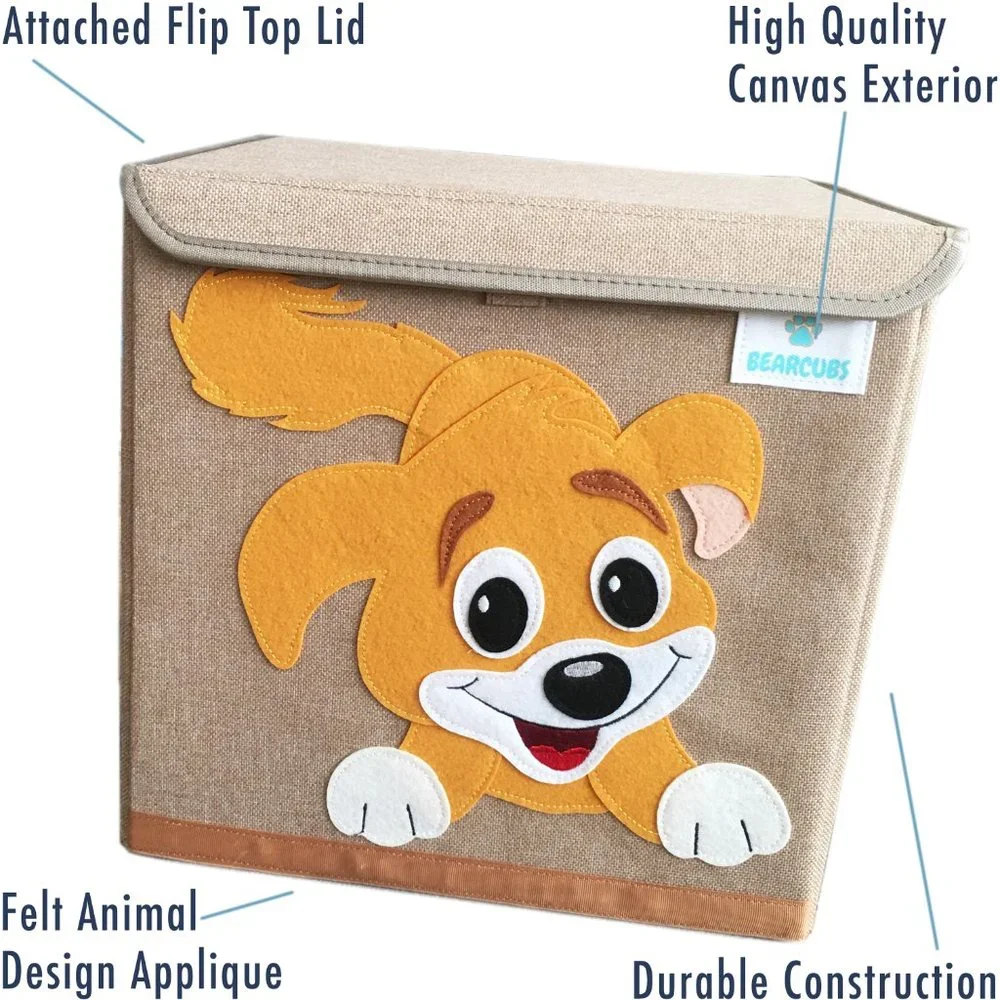 NWT Bearcubs Toy Box - Folding Canvas Small Cube Toy Chest for Toy Storage NEW